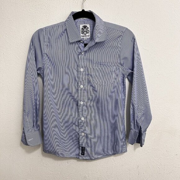 English Laundry Boy’s Blue Pin Striped Button-Up Shirt Size 12 Long Sleeve - Picture 1 of 12